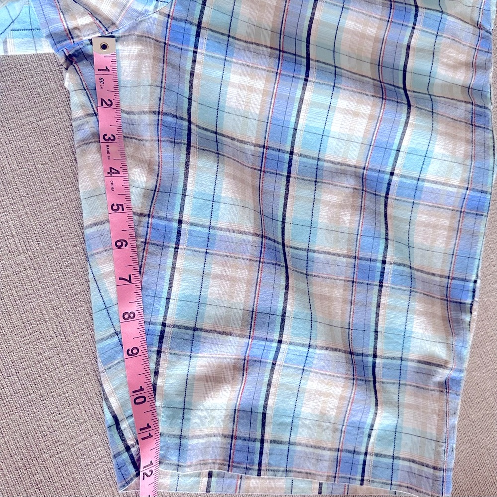 🩷🩷🩷 Larry Levine Women’s Bermuda Style Plaid Shorts, Blue & White Plaid, Size 14 - Picture 8 of 9